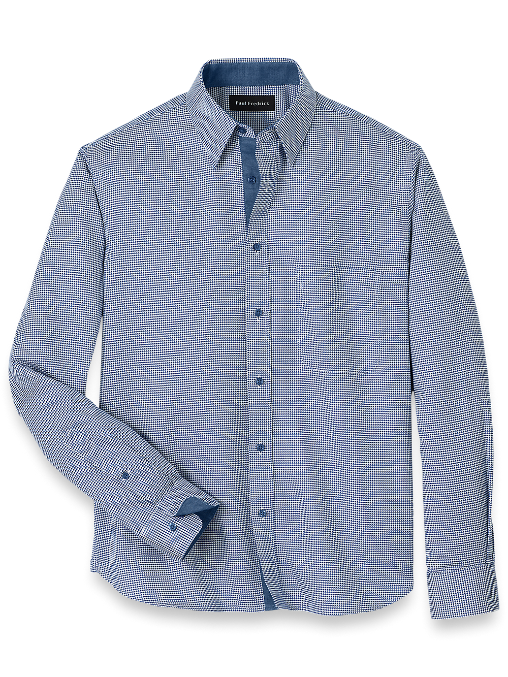 Product Image of Cotton Houndstooth Casual Shirt-Blue