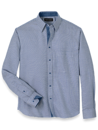 Cotton Houndstooth Casual Shirt - Blue