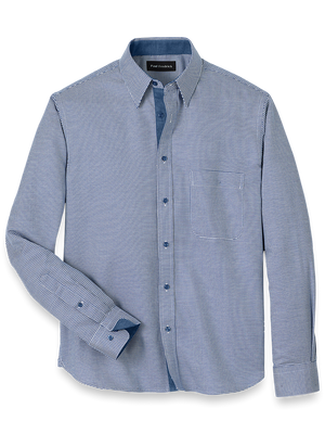 Cotton Houndstooth Casual Shirt - Blue