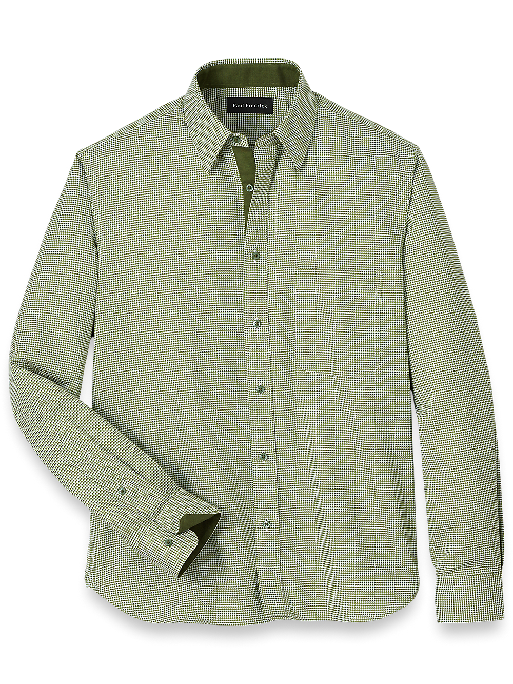 Product Image of Cotton Houndstooth Casual Shirt-Green