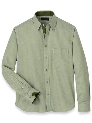 Cotton Houndstooth Casual Shirt - Green