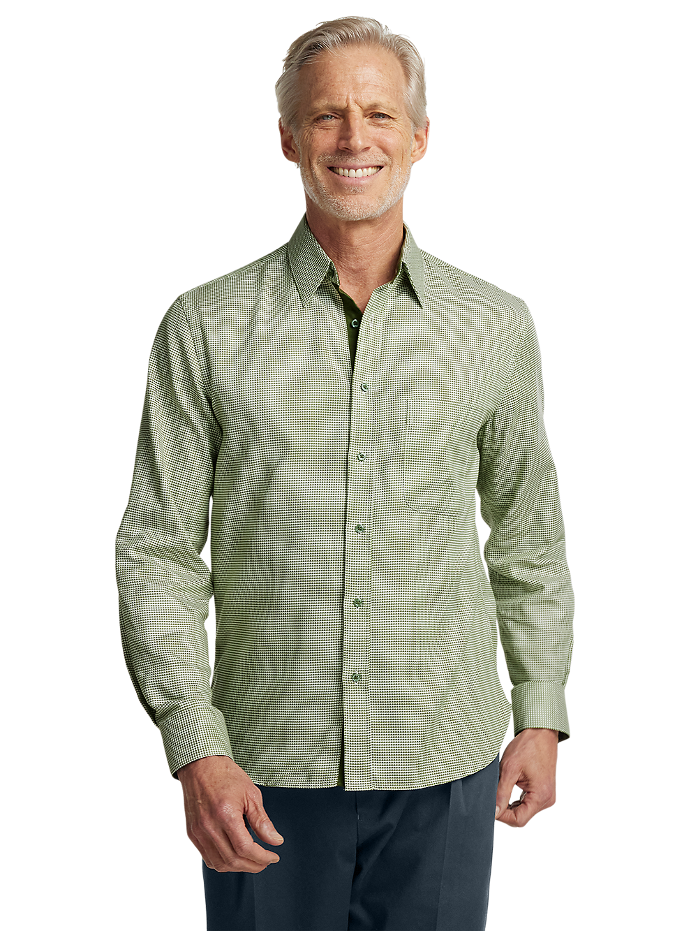 Alternate Image of Cotton Houndstooth Casual Shirt-1