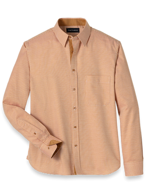 Cotton Houndstooth Casual Shirt - Light Rust