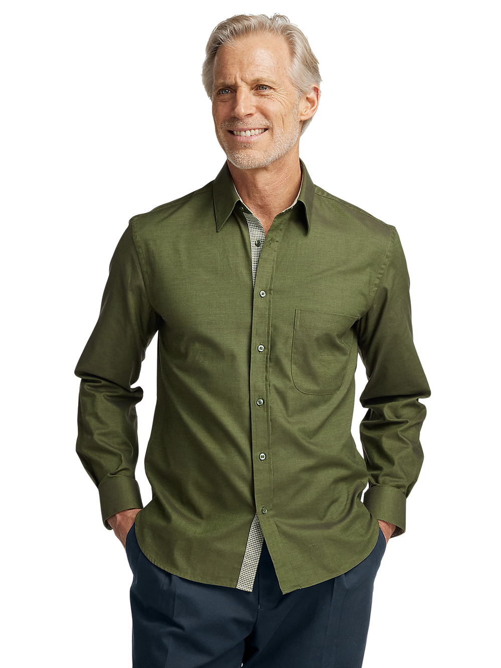 Alternate Image of Cotton Solid Casual Shirt-1