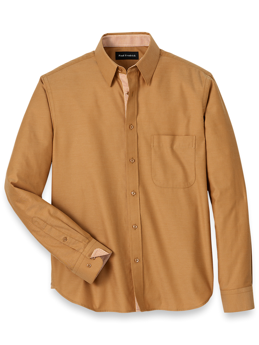 Product Image of Cotton Solid Casual Shirt-Light Rust