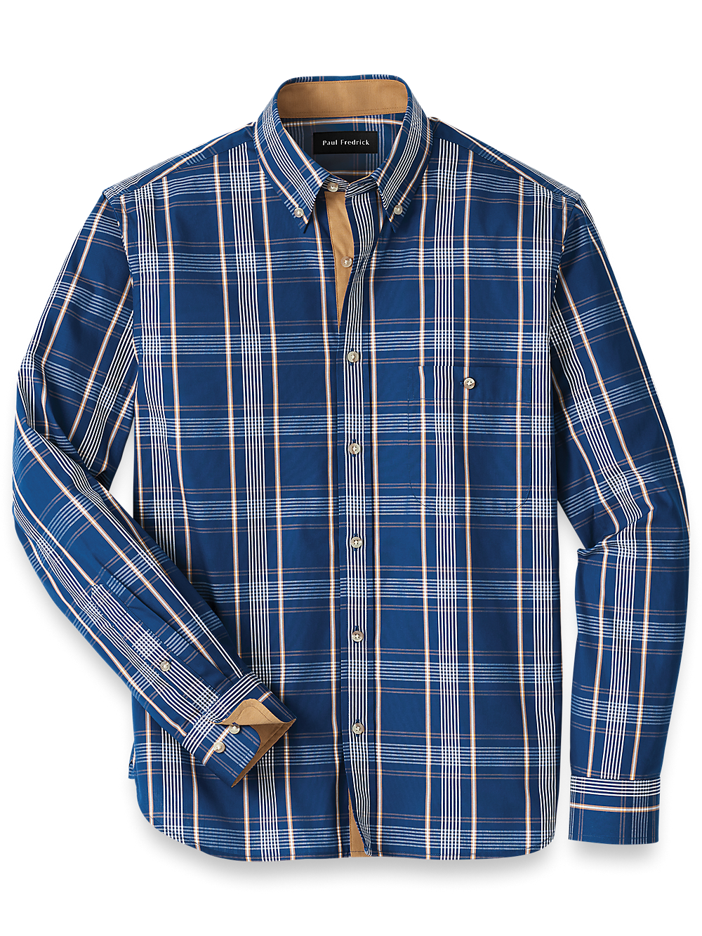 Product Image of Cotton Plaid Casual Shirt-Blue