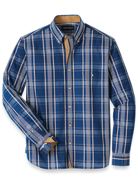 Cotton Plaid Casual Shirt - Blue