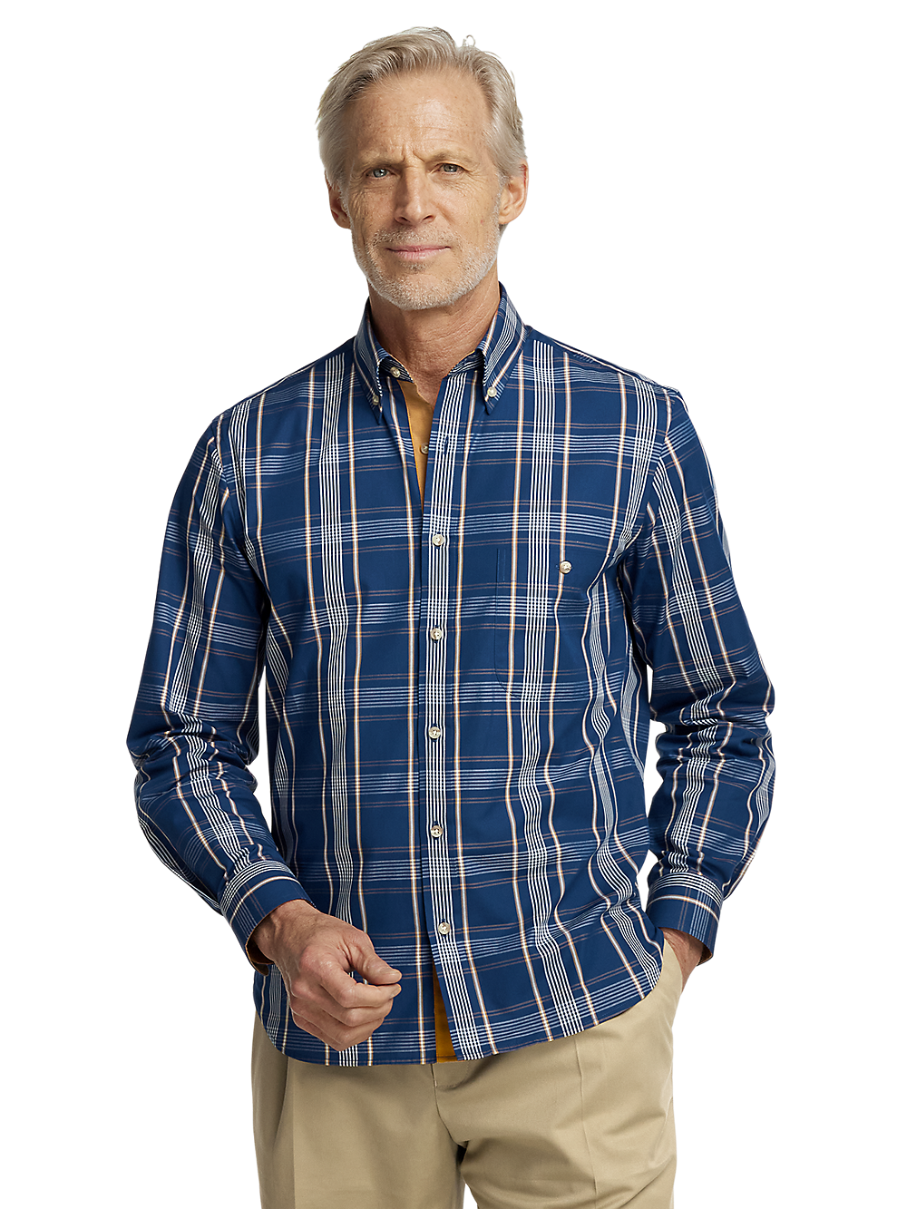 Alternate Image of Cotton Plaid Casual Shirt-1