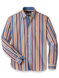 Cotton Stripe Print Casual Shirt - Multi