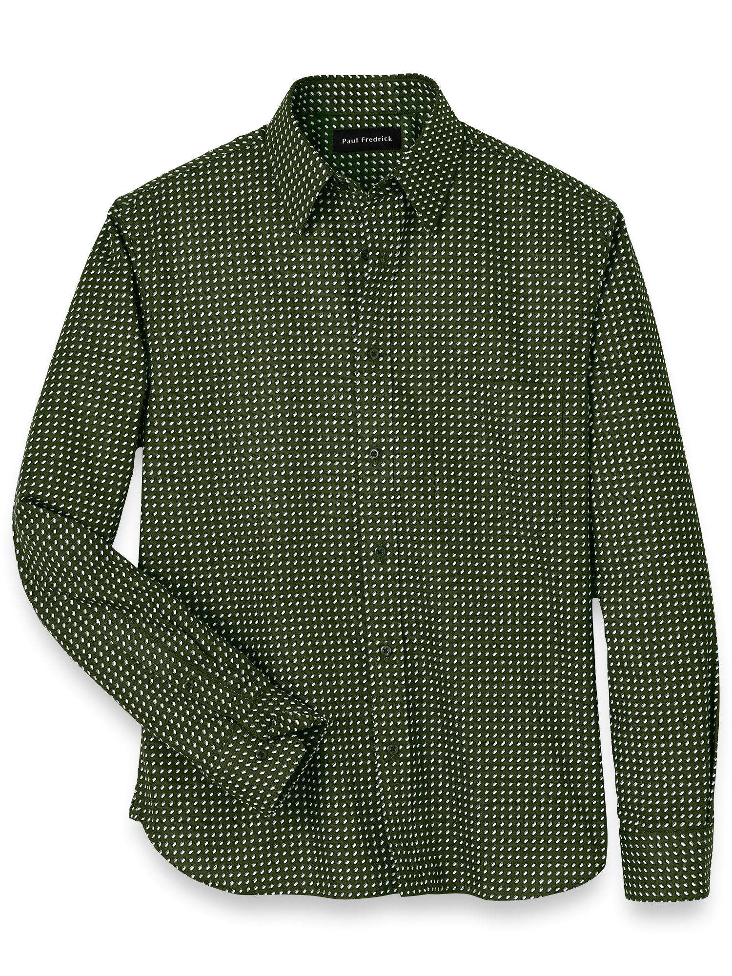 Cotton Circle Print Casual Shirt - Olive