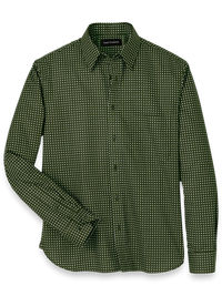 Cotton Circle Print Casual Shirt - Olive