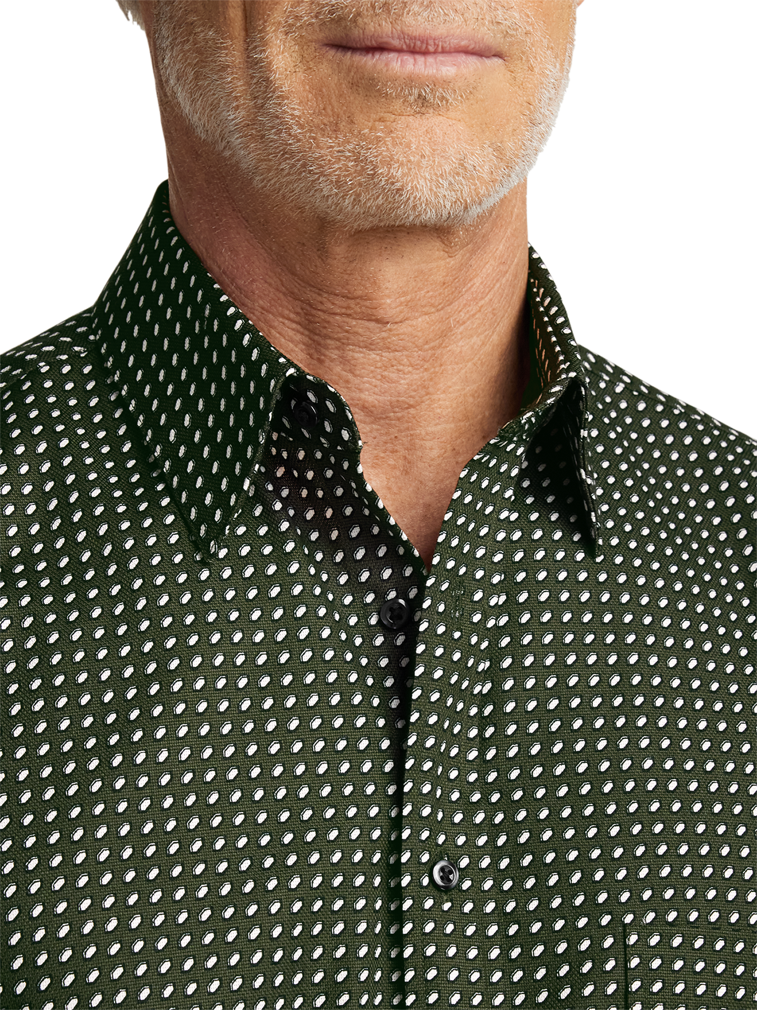 Cotton Circle Print Casual Shirt - Olive