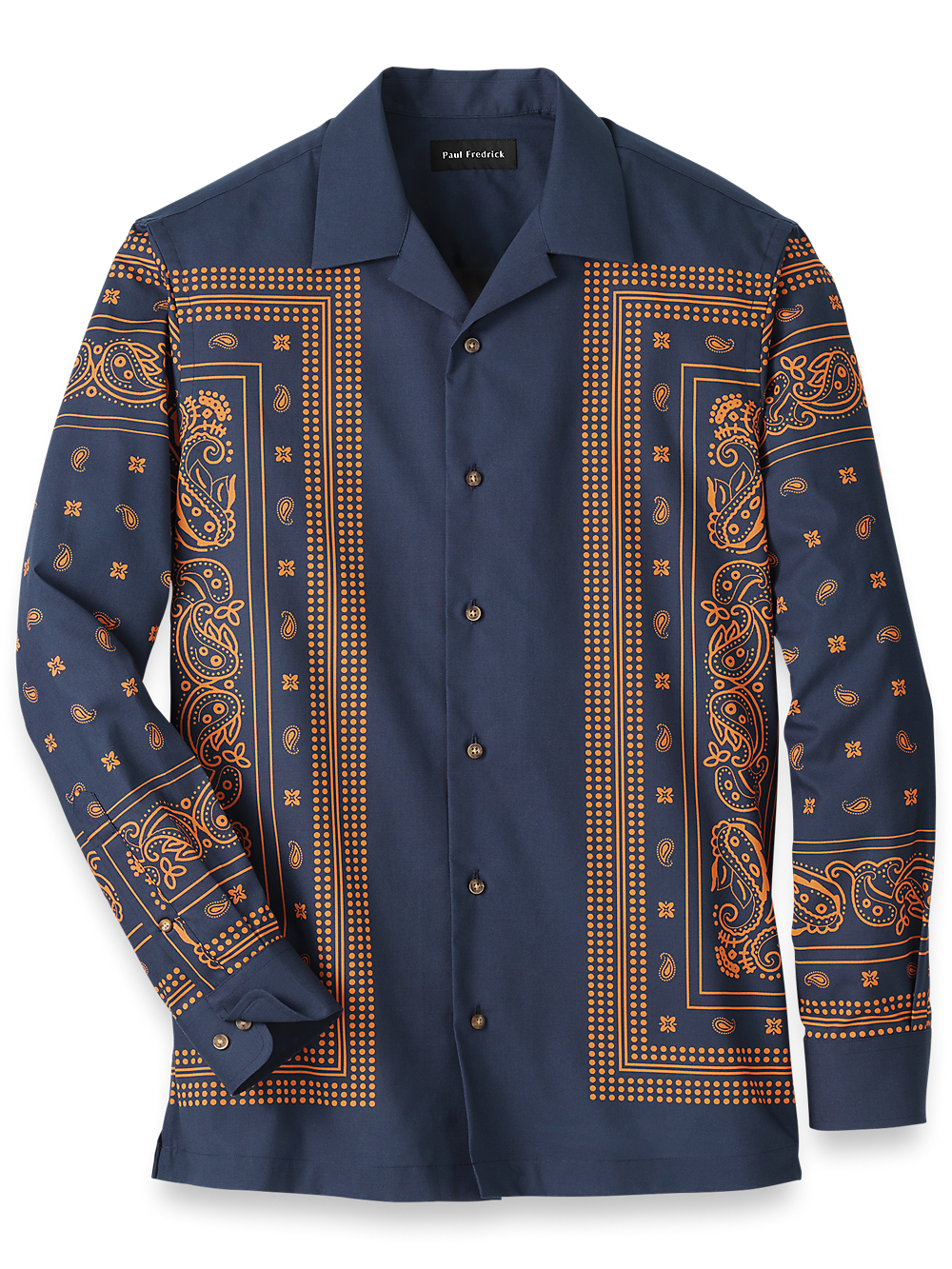 Product Image of Cotton Border Print Casual Shirt-Navy