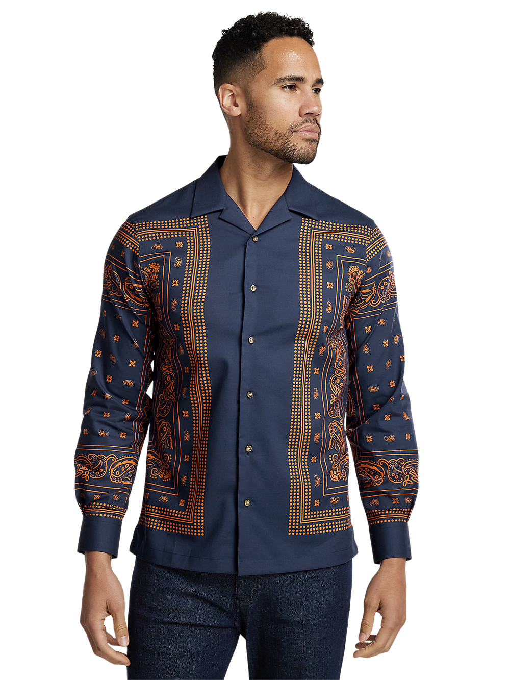 Alternate Image of Cotton Border Print Casual Shirt-1