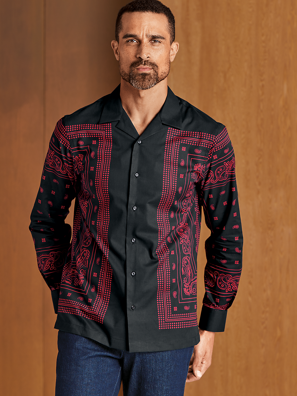 Alternate Image of Cotton Border Print Casual Shirt-7