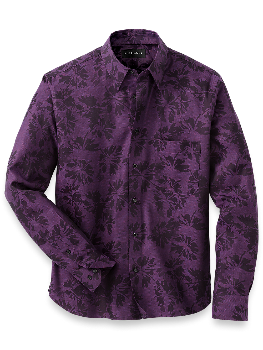 Product Image of Cotton Floral Jacquard Casual Shirt-Purple