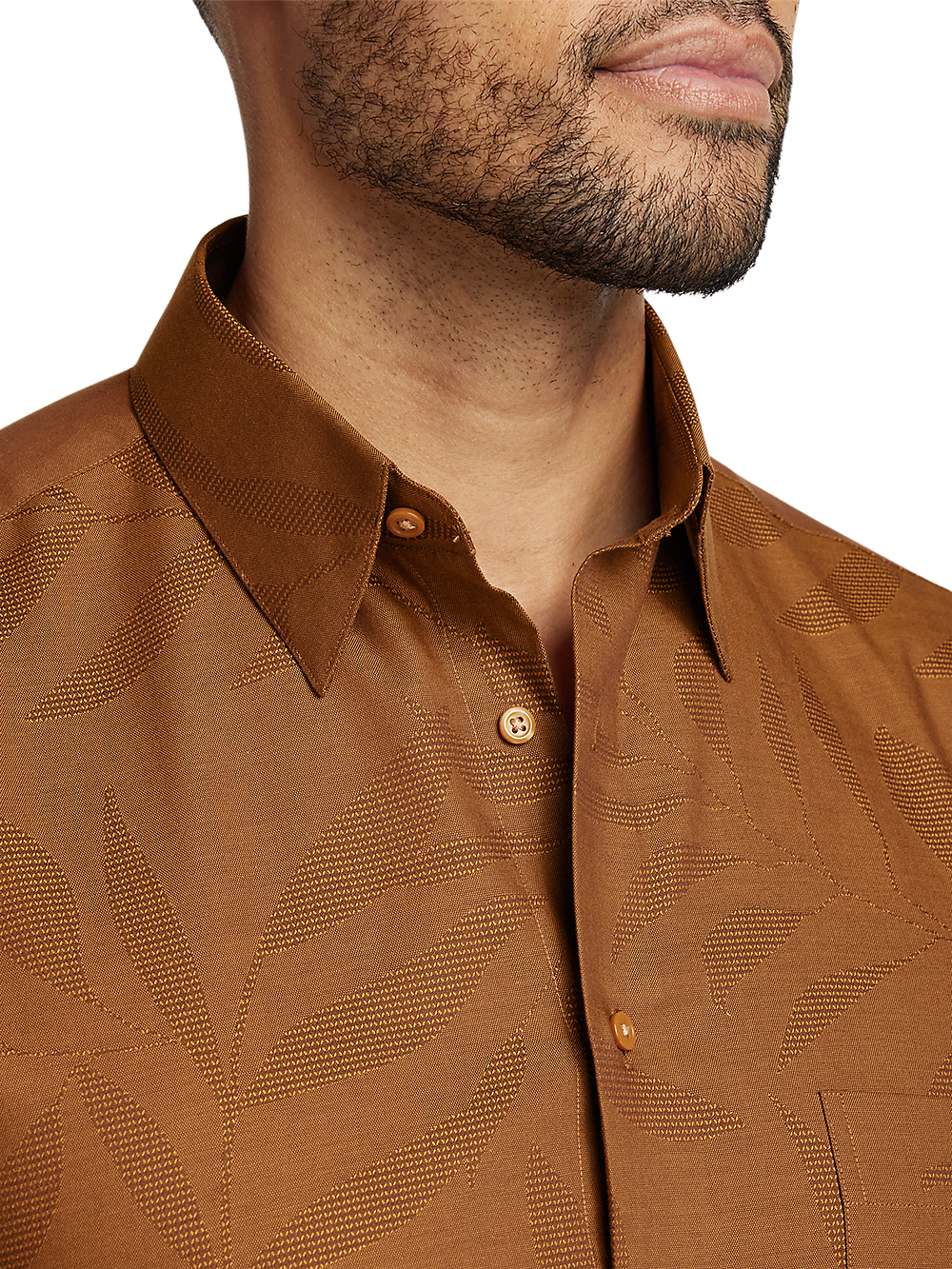 Alternate Image of Cotton Leaf Jacquard Casual Shirt-2