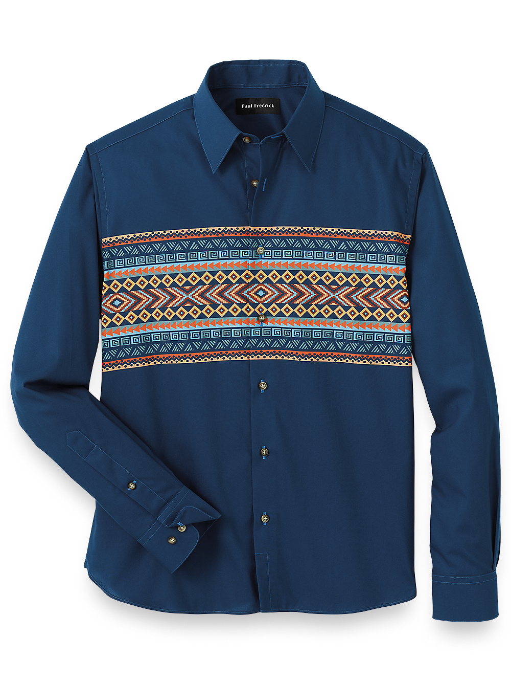 Product Image of Cotton Stripe Print Casual Shirt-Navy