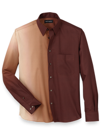 Cotton Ombre Print Casual Shirt - Brown