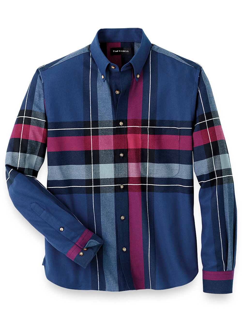 Product Image of Brushed Twill Plaid Casual Shirt-Navy