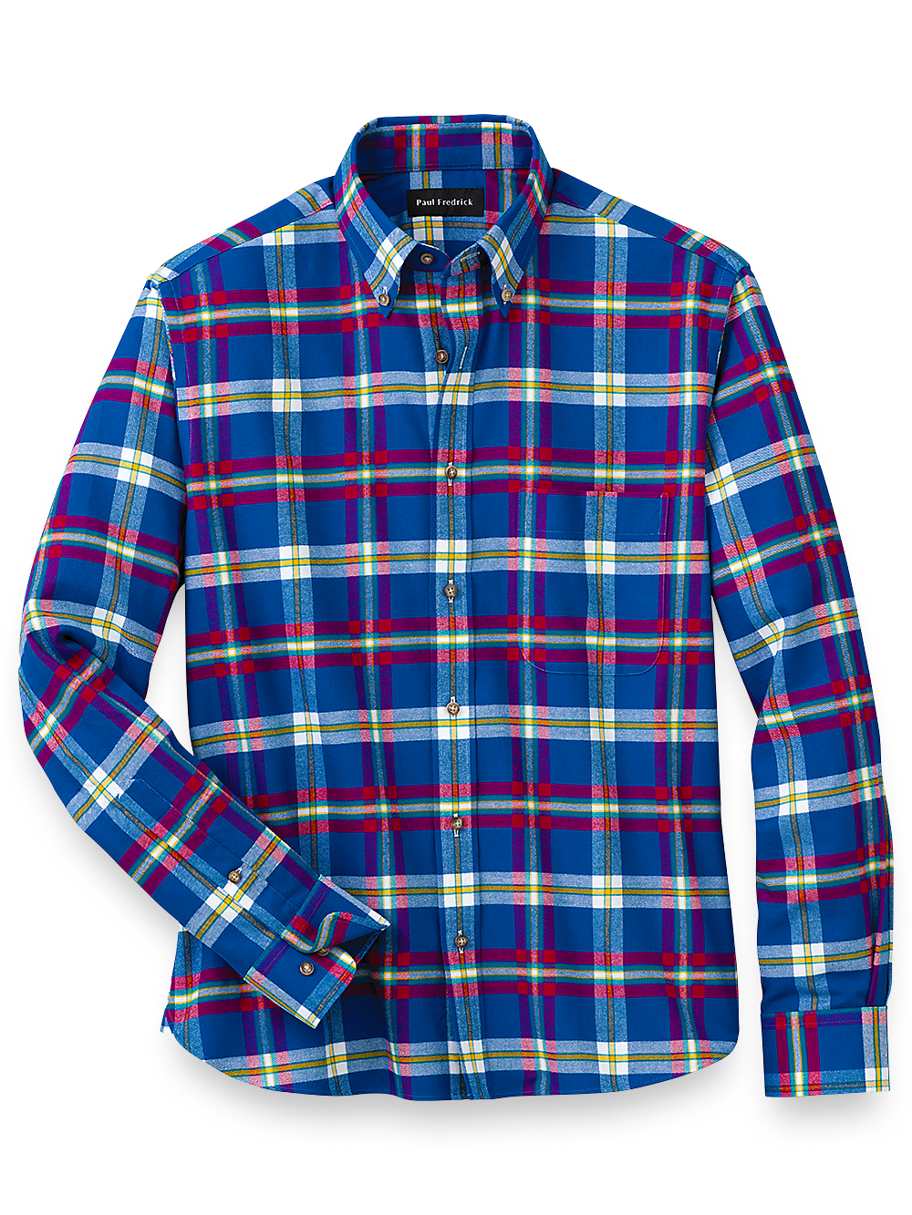 Product Image of Brushed Twill Plaid Casual Shirt-Cobalt