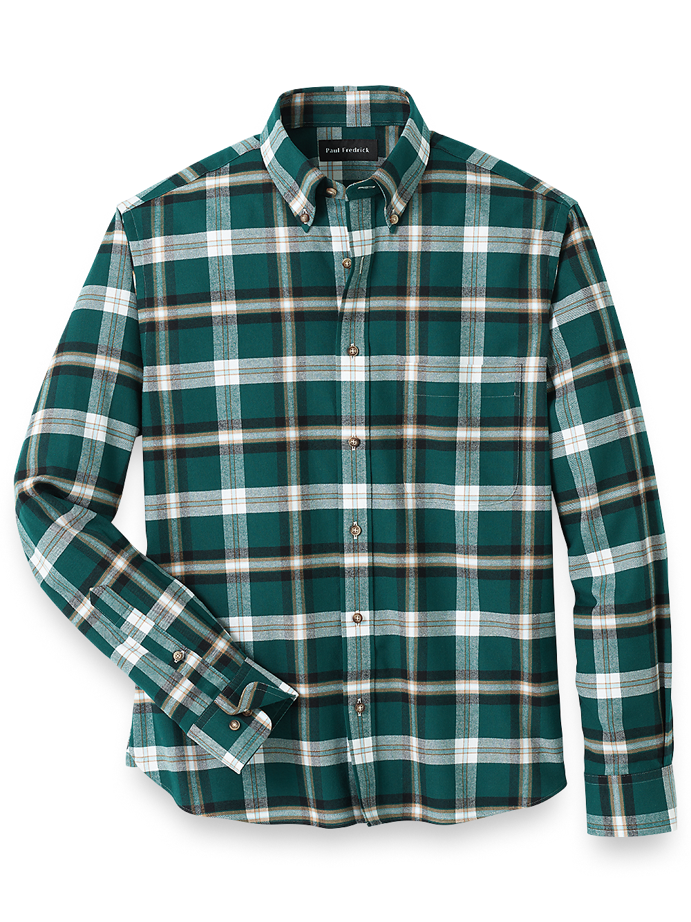 Product Image of Brushed Twill Plaid Casual Shirt-Green