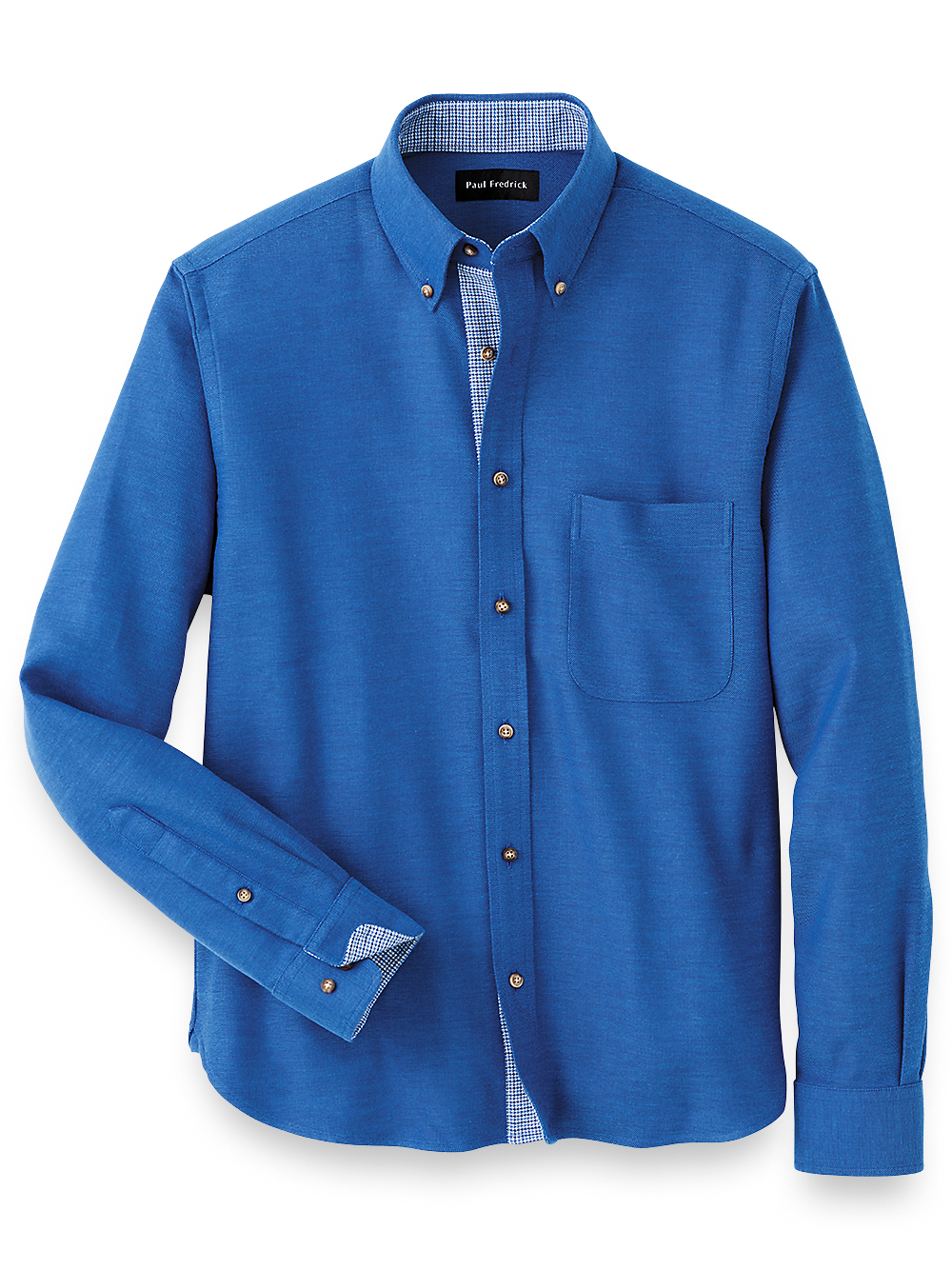 Product Image of Brushed Twill Solid Casual Shirt With Contrast Trim-Cobalt