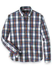 Cotton Blend Tartan Plaid Casual Shirt - White Multi