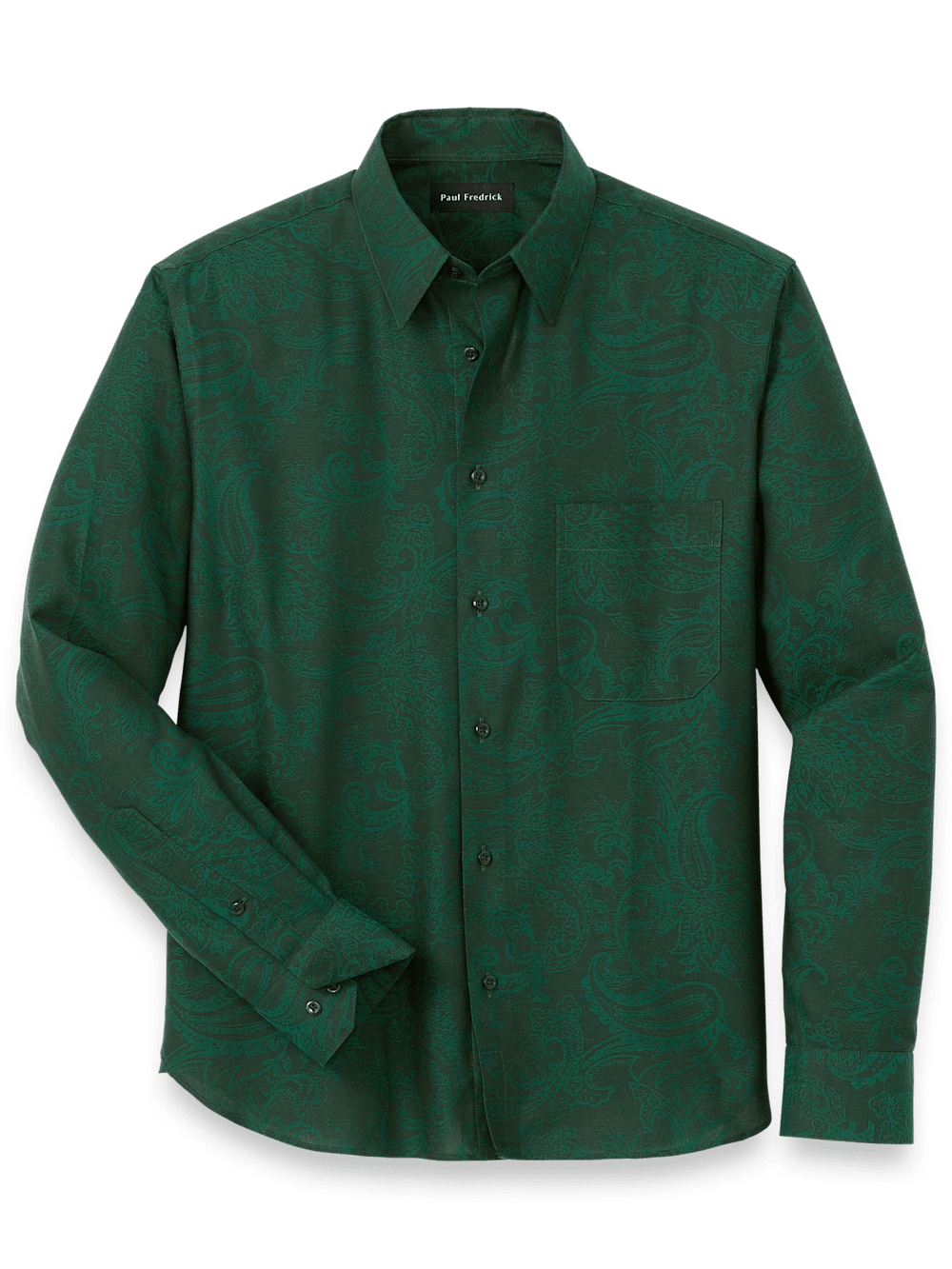 Product Image of Cotton Paisley Jacquard Casual Shirt-Green