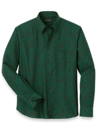 Cotton Paisley Jacquard Casual Shirt - Green