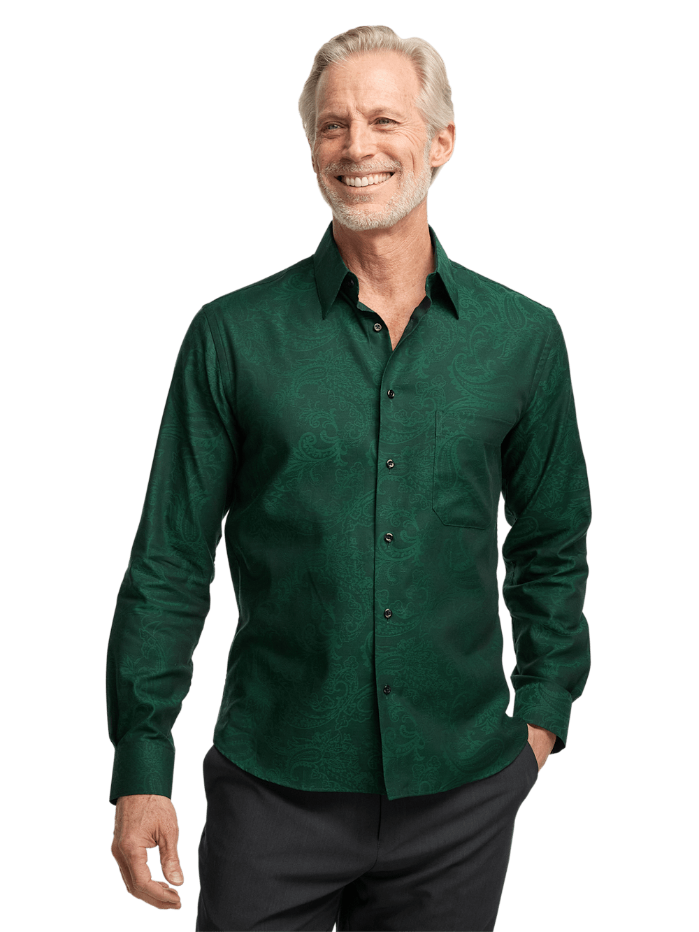 Alternate Image of Cotton Paisley Jacquard Casual Shirt-1