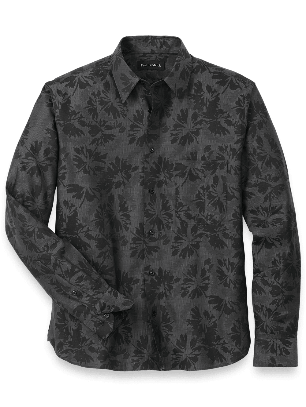 Product Image of Cotton Floral Jacquard Casual Shirt-Charcoal