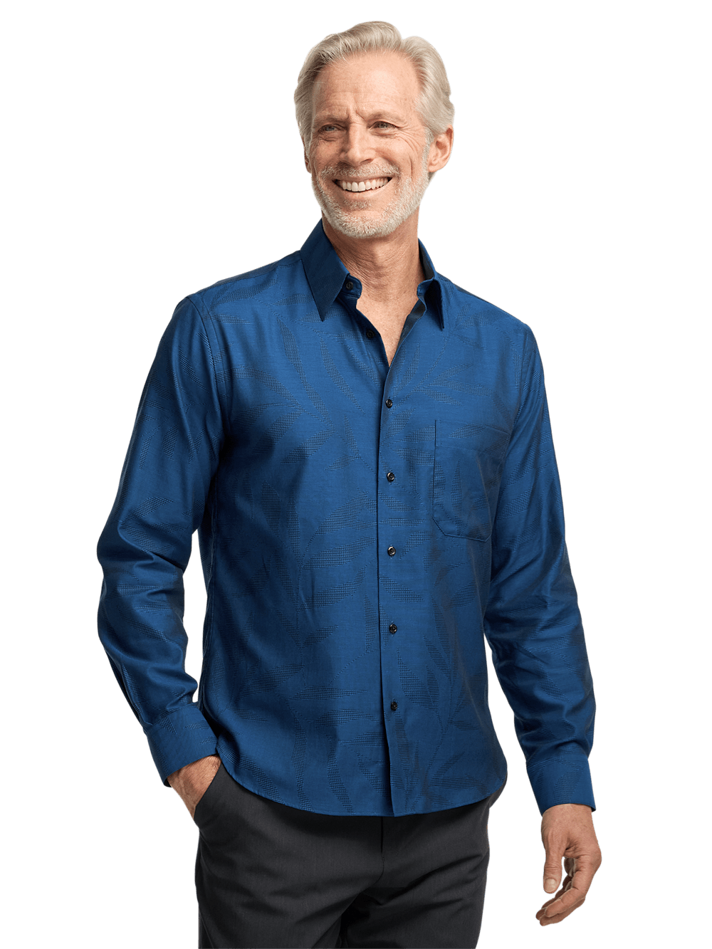 Alternate Image of Cotton Leaf Jacquard Casual Shirt-1