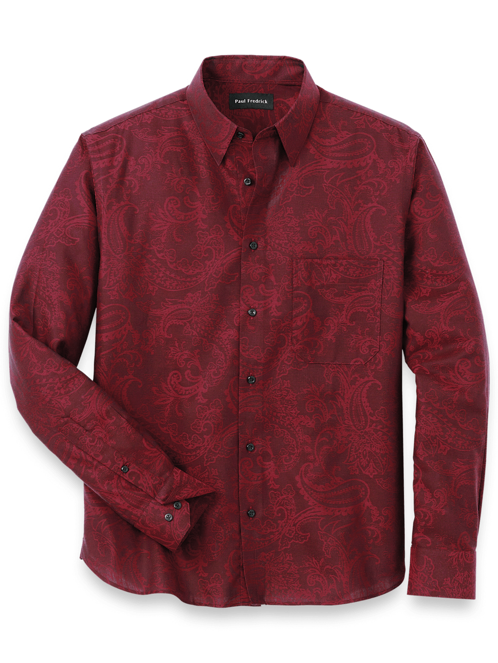 Product Image of Cotton Paisley Jacquard Casual Shirt-Burgundy