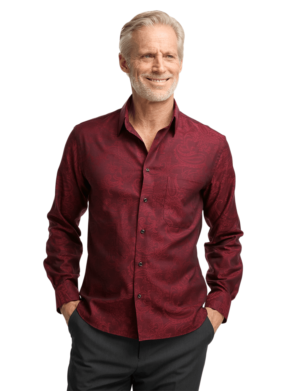 Alternate Image of Cotton Paisley Jacquard Casual Shirt-1