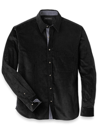 Cotton Corduroy Casual Shirt - Black