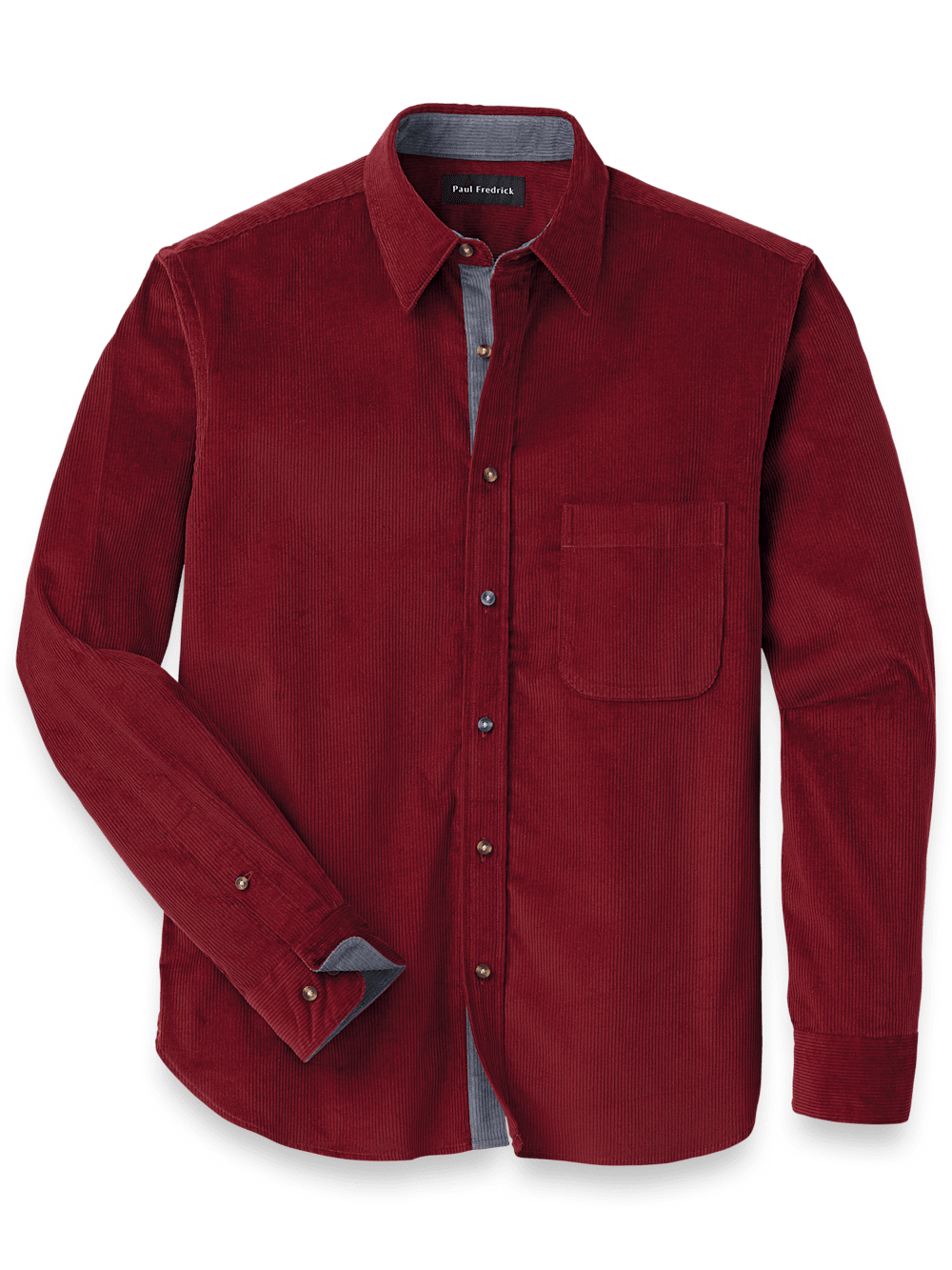 Product Image of Cotton Corduroy Casual Shirt-Burgundy