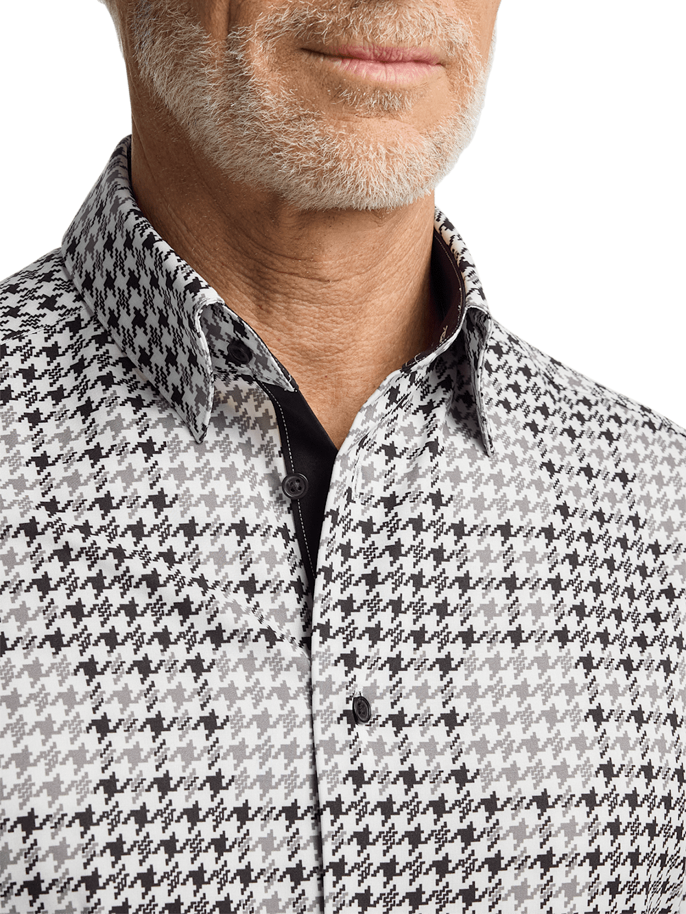 Alternate Image of Polyester/spandex Houndstooth Casual Shirt-2