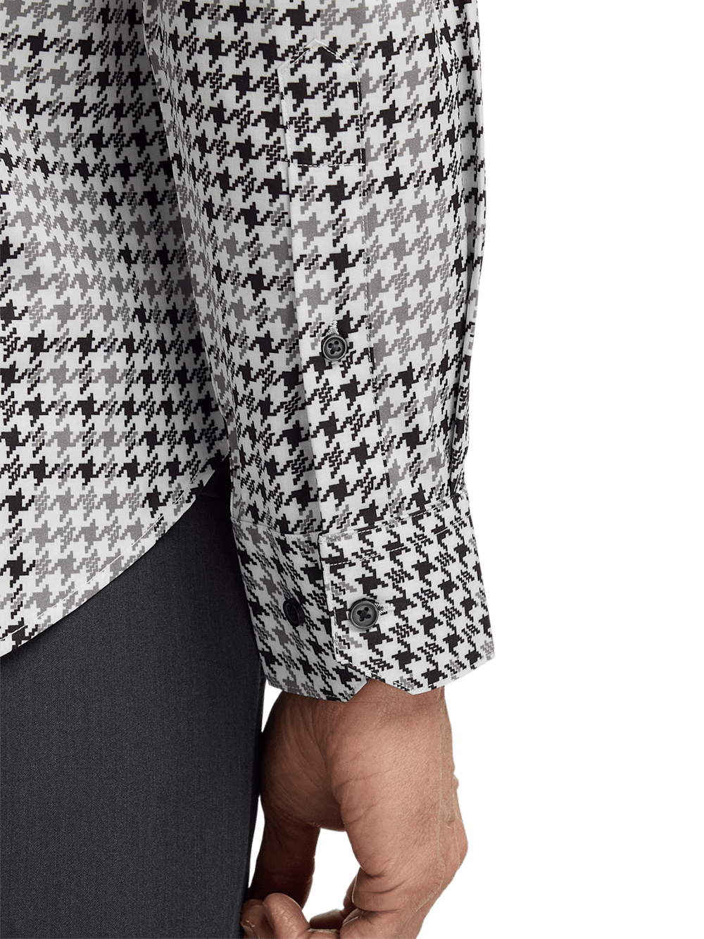 Alternate Image of Polyester/spandex Houndstooth Casual Shirt-3