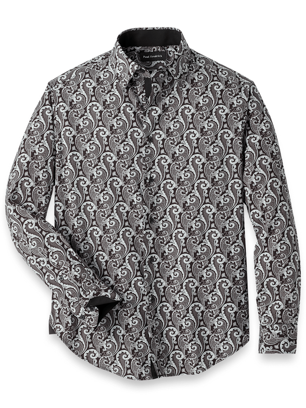 Product Image of Polyester/spandex Paisley Casual Shirt-Black/Grey