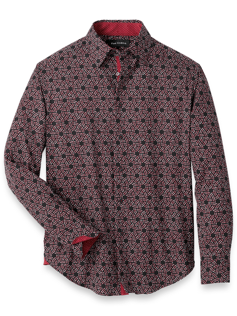 Product Image of Polyester/spandex Geometric Casual Shirt-Black/Red