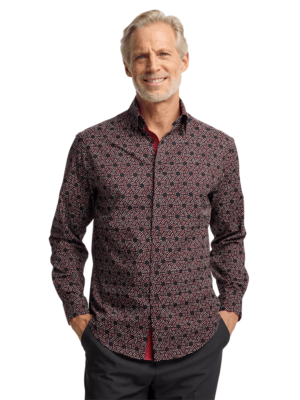 Alternate Image of Polyester/spandex Geometric Casual Shirt-1