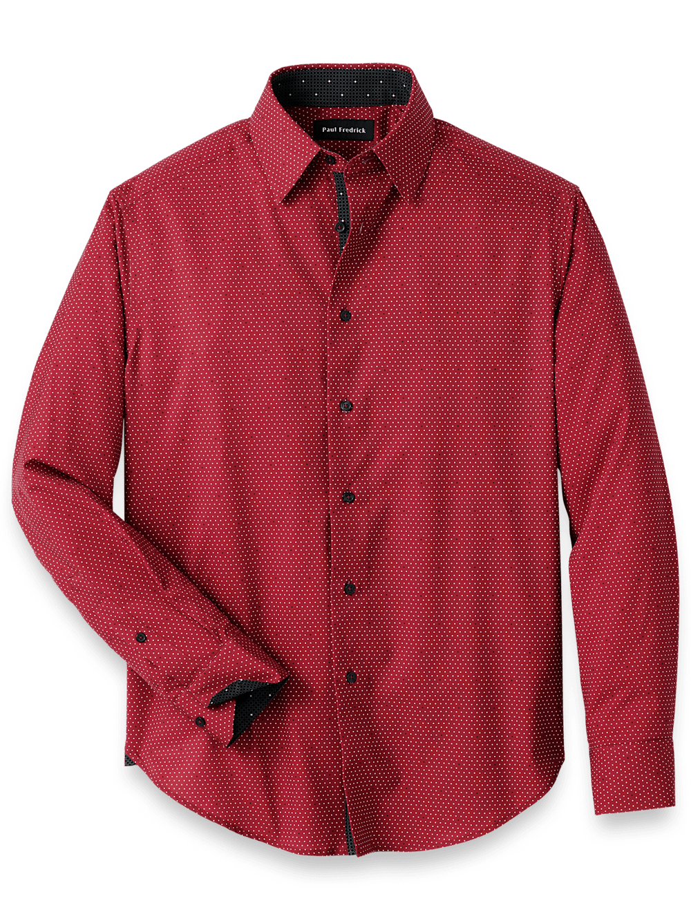 Product Image of Polyester/spandex Dot Casual Shirt-Red