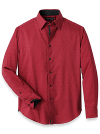 Polyester/spandex Dot Casual Shirt - Red