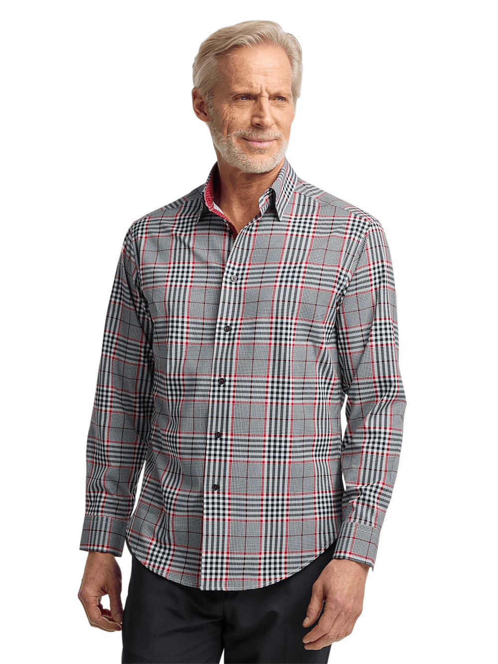 Alternate Image of Polyester/spandex Plaid Casual Shirt-1