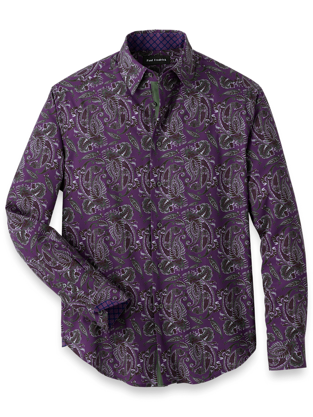 Product Image of Polyester/spandex Paisley Casual Shirt-Purple