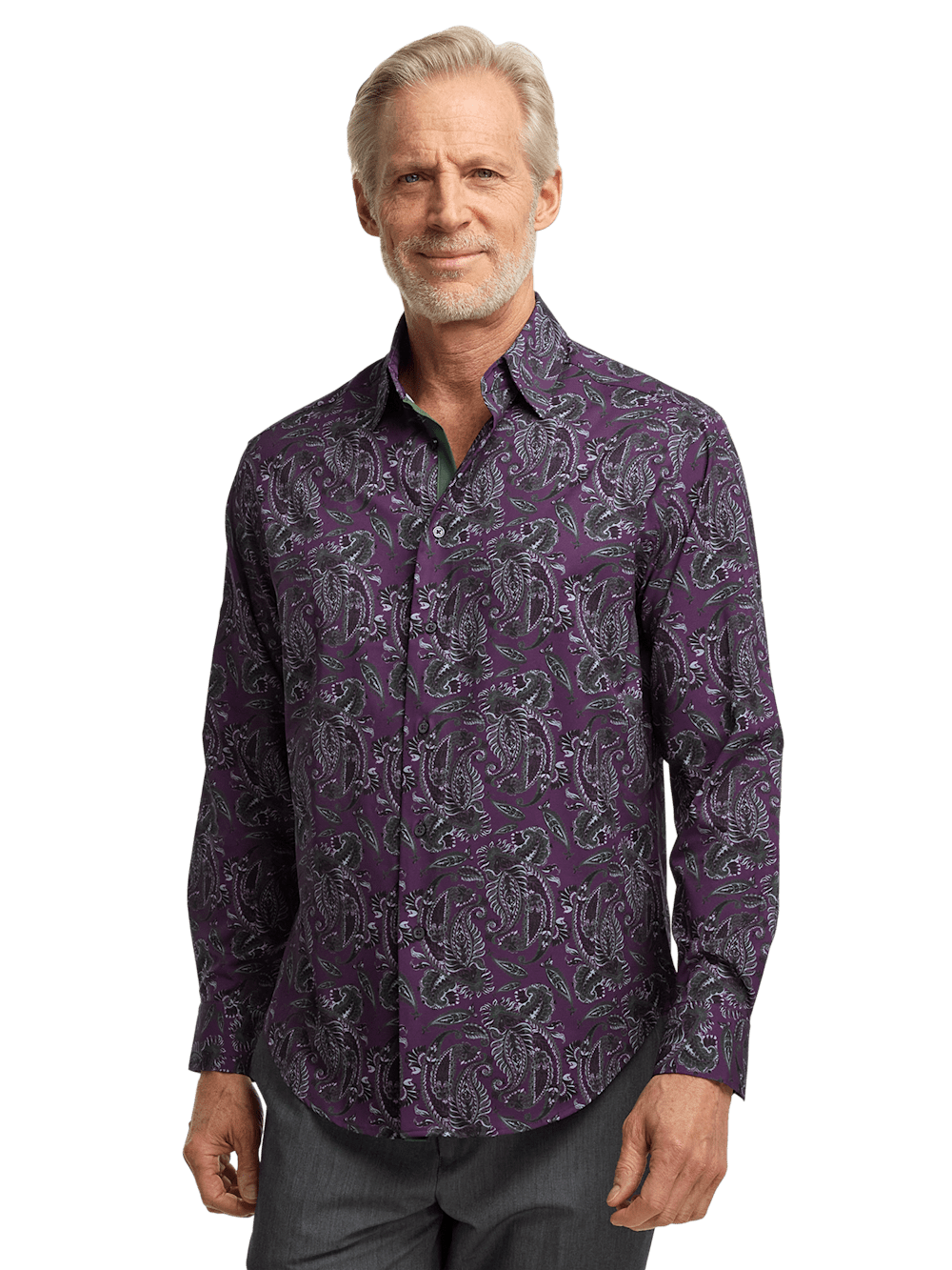 Alternate Image of Polyester/spandex Paisley Casual Shirt-1