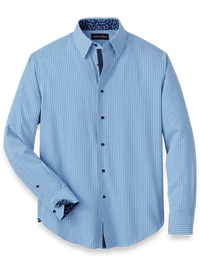 Performance Stretch Chevron Stripe Casual Shirt - Blue