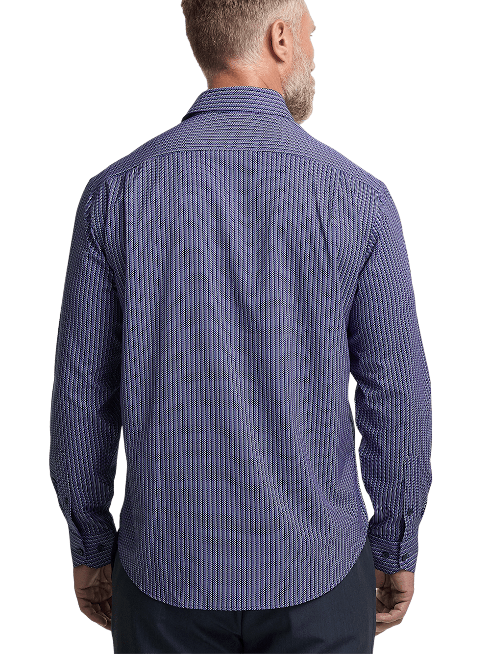 Alternate Image of Polyester/spandex Checkered Stripe Casual Shirt-4