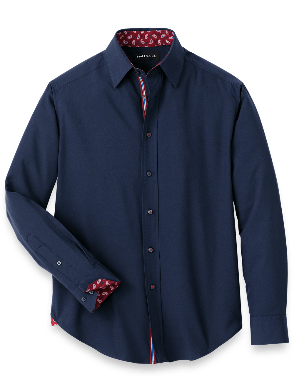 Product Image of Polyester/spandex Solid Casual Shirt-Navy